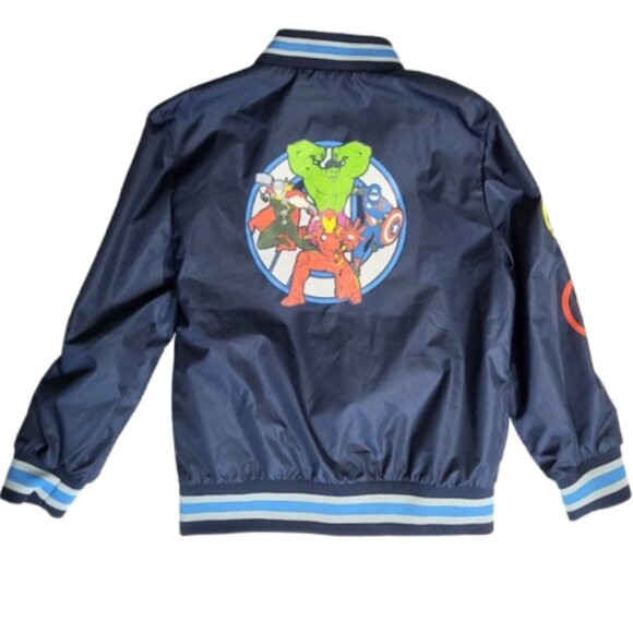 MARVEL AVENGERS Blue Full Zip Lined Windbreaker Jacket With Pockets - Boy's 8 - Picture 1 of 5